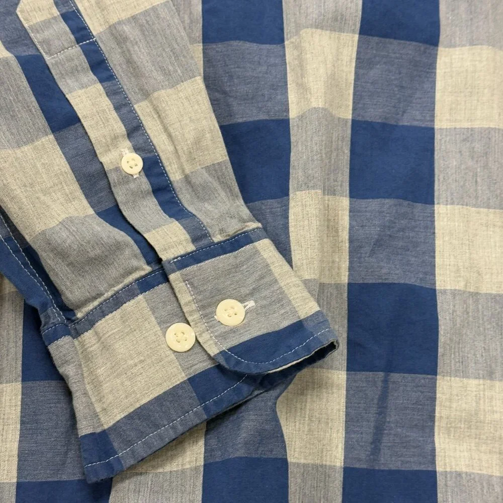 Johnnie-O Button Down‎ Shirt Mens Large Blue Gray Plaid Long Sleeve Cotton - Picture 2 of 9
